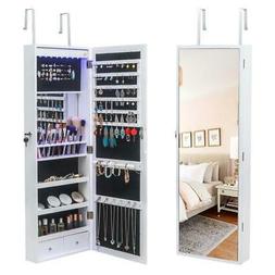 Mirrored Wall Door Mounted Jewelry Cabinet Organizer Storage